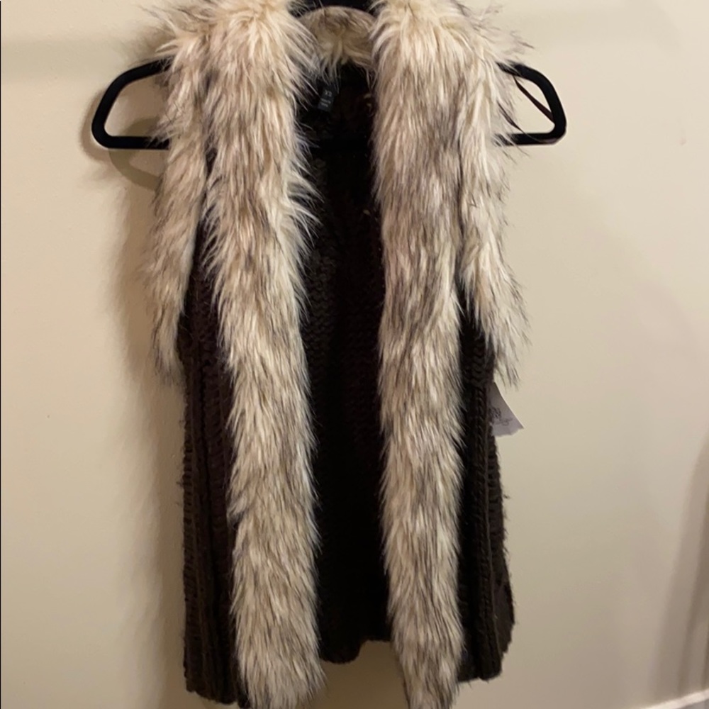Jessica Simpson Sweater Vest Faux Fur
